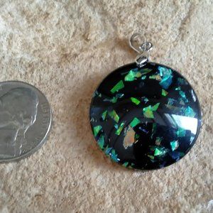 Opalescent black  Resin pendant -- NWOT
